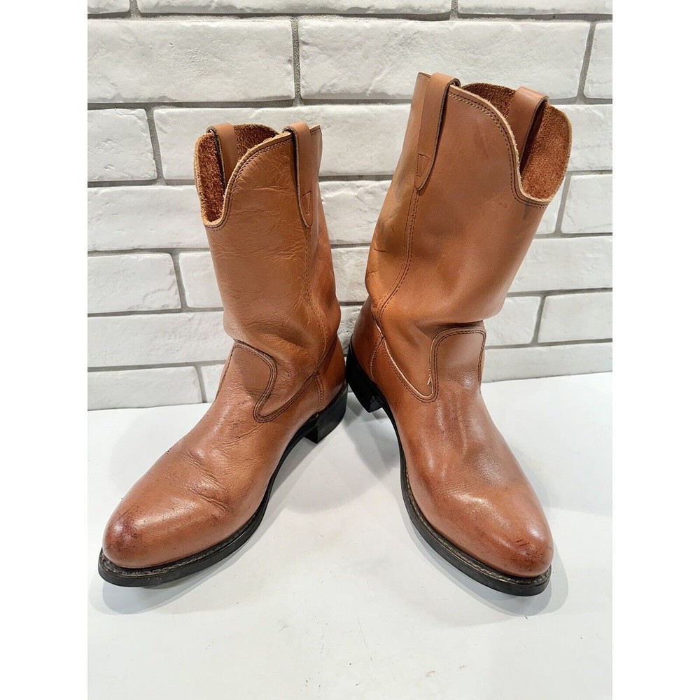 Cowboy Work Boots Leather MADE IN USA Sz 9 Oil & Chemical Resistant Soles - Picture 1 of 16